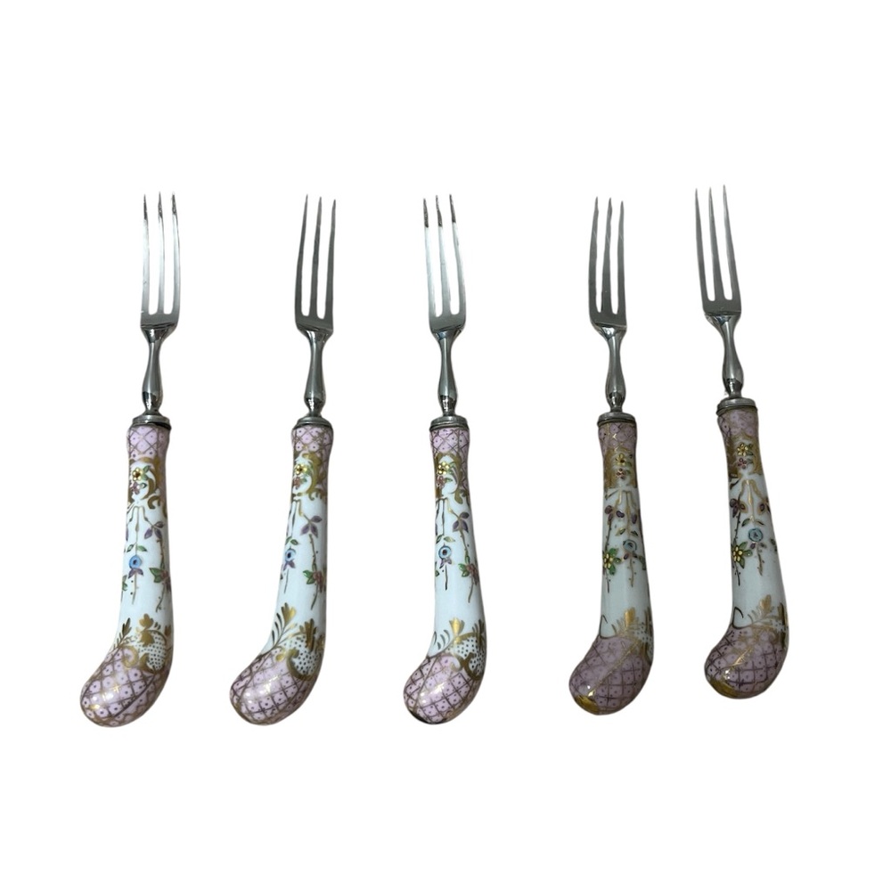 vintage a & e lewis Sheffield England 3 Programs Fish Cocktail Forks Set 5